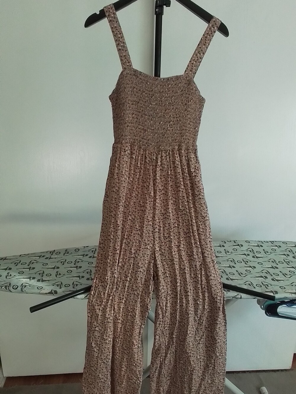 Dakotoo Smocked Wide-Leg Jumpsuit in Mauve Floral